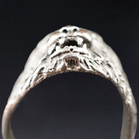 Goth Biker Lion Head Statement Ring Silver Tone Adjustable Open Band Size 9–9.5f - Picture 5 of 12